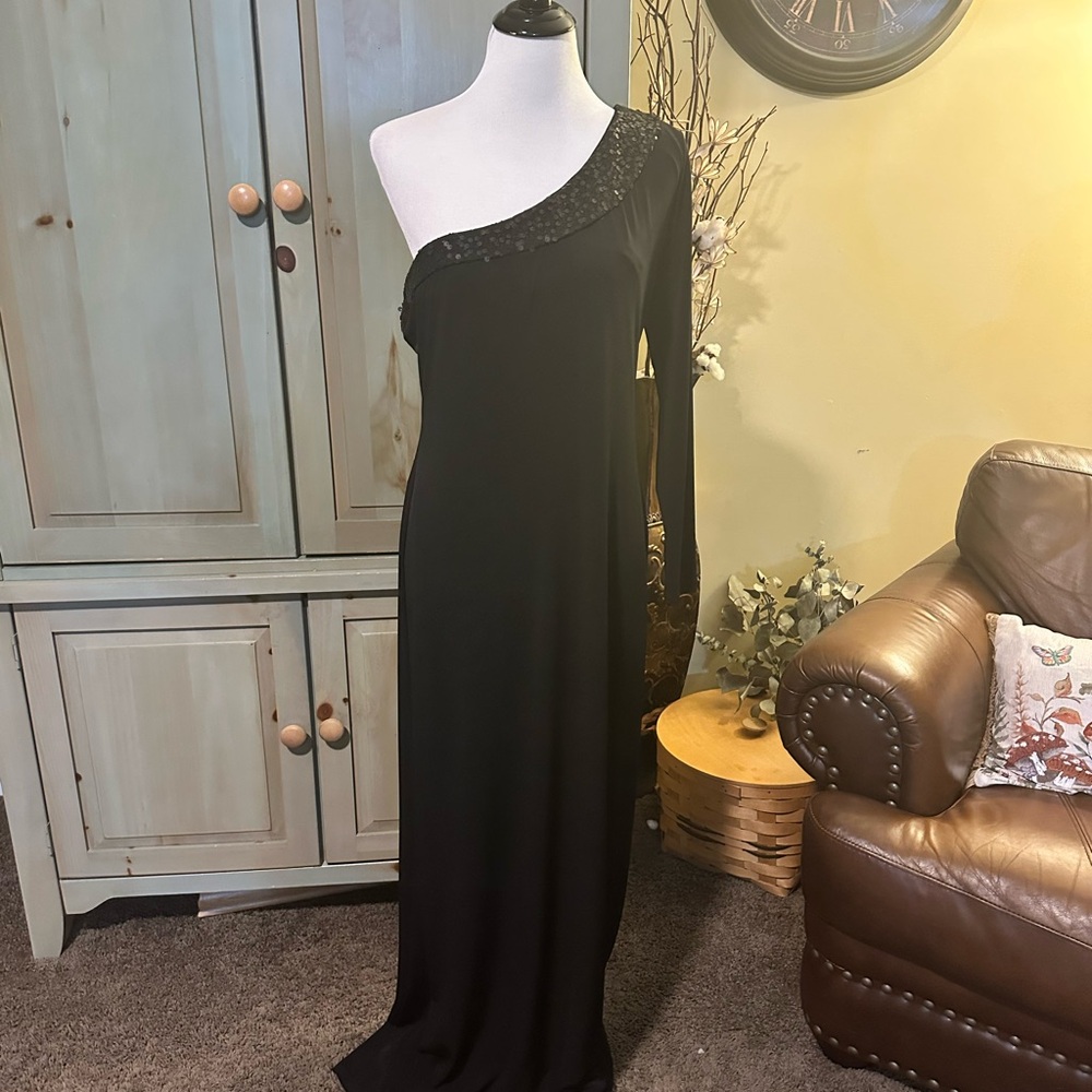 Calvin Klein Elegant Black One-Shoulder Dress